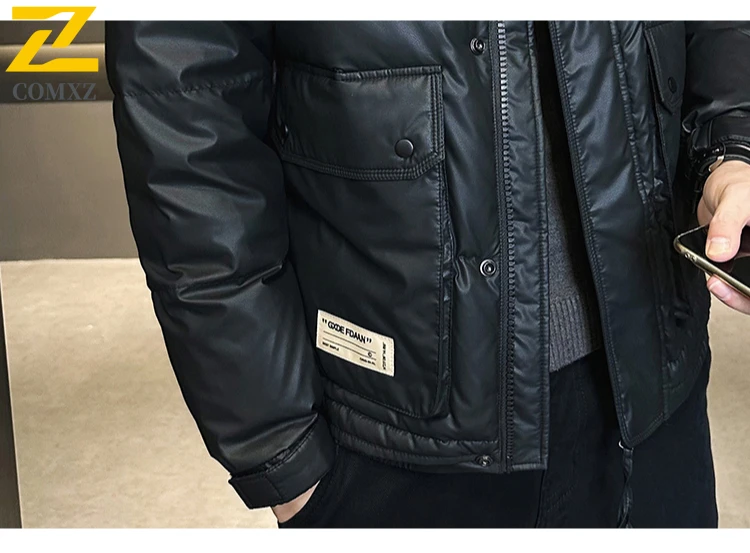 Men's padded Clothing Autumn Winter Solid Color White Duck Down Thickened Warm Outdoor Travel Stand Collar Coat Men Down Jacket