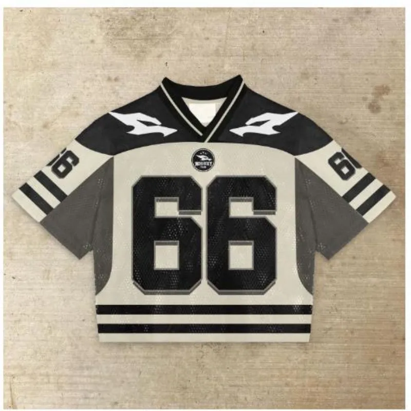 

Streetwear Jersey Y2K Clothes Mens American Hip Hop Graphics Oversized T Shirt Baseball Jersey Gothic V Neck Short Sleeve Tops