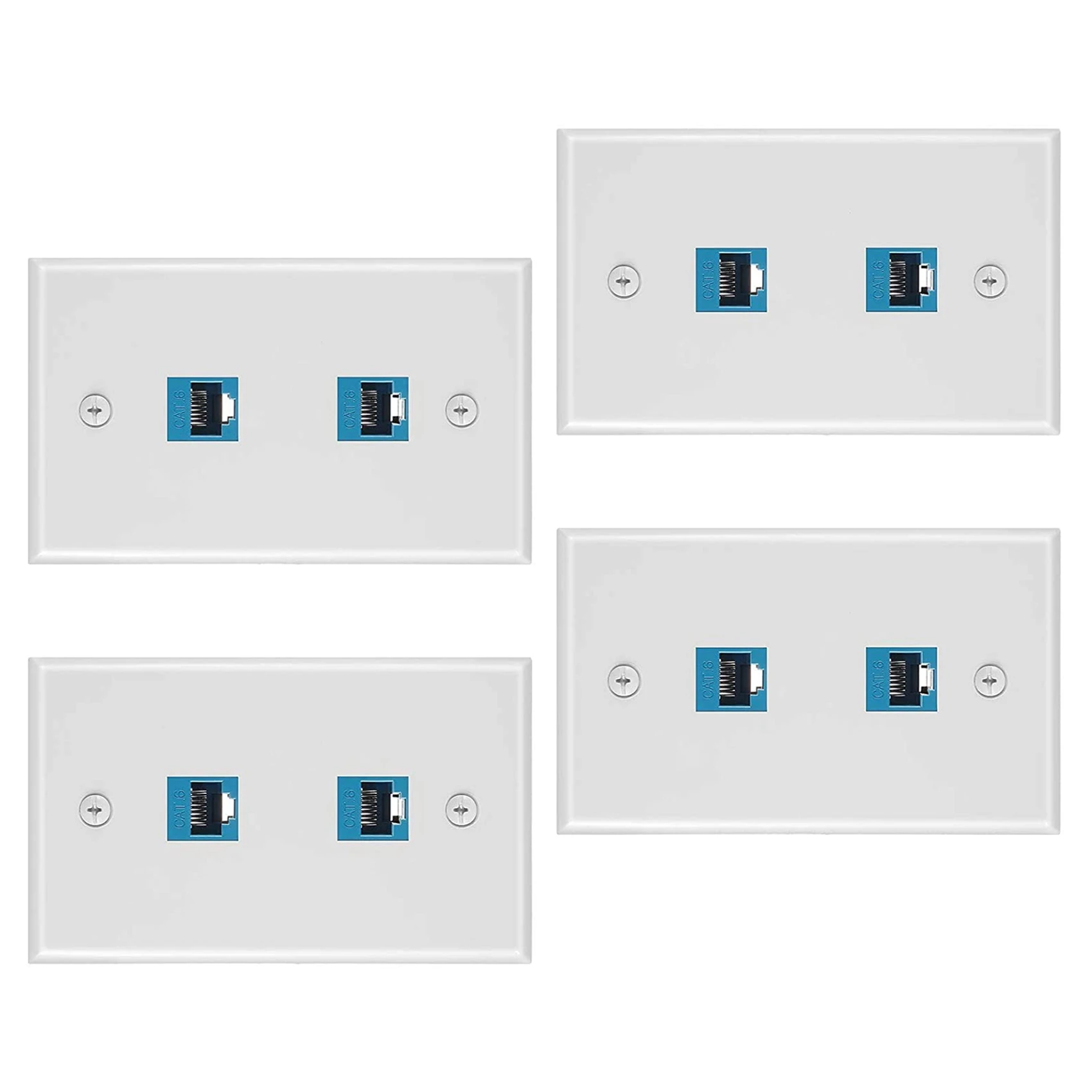 Efficient 8 Pieces 2 Port Ethernet Wall Plate, RJ45 Cat6 Female To Female Jack Inline Coupler Face Plates
