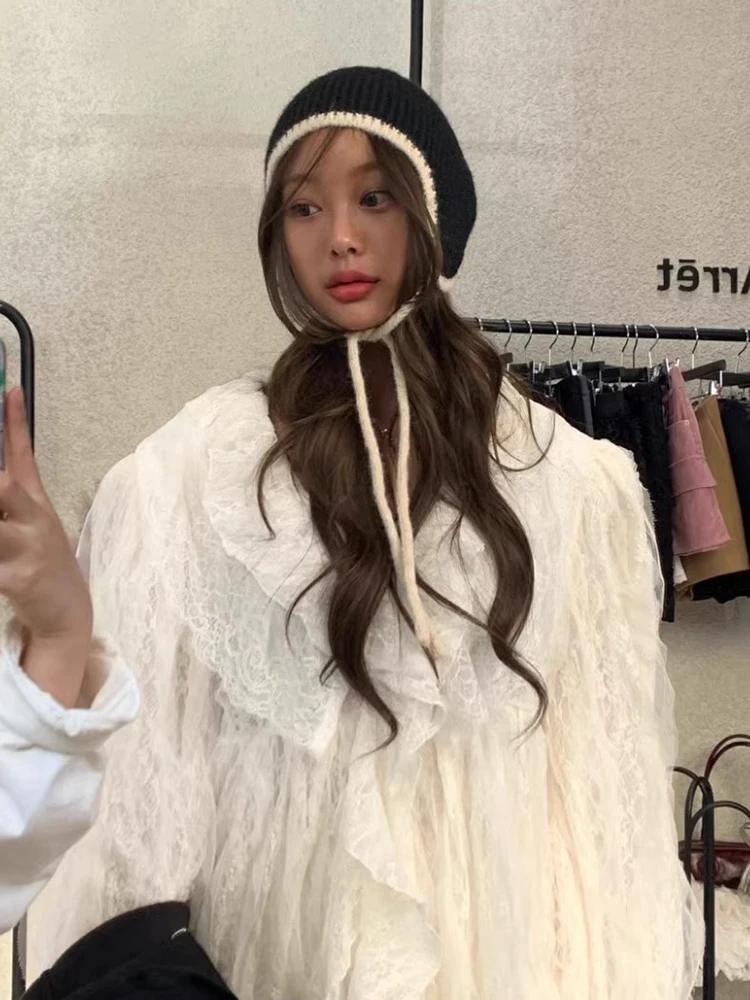 Liangliang Heavy Industry Lace Puffy Sve ort Dr Women's Spring New Sweet Aosphere Loose Doll Sle Dr Korean Ver...