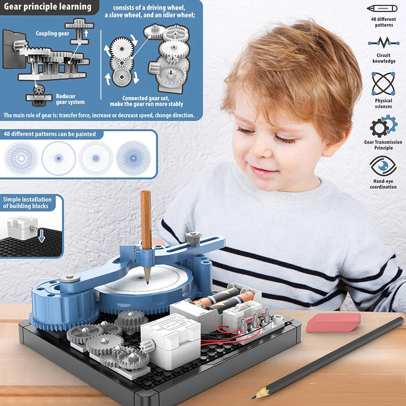 DIY Children\'s Circuit Electronic Experiment STEM Set, Self Built Engineering Toy Set, Exploring Light Sound and Sports Science