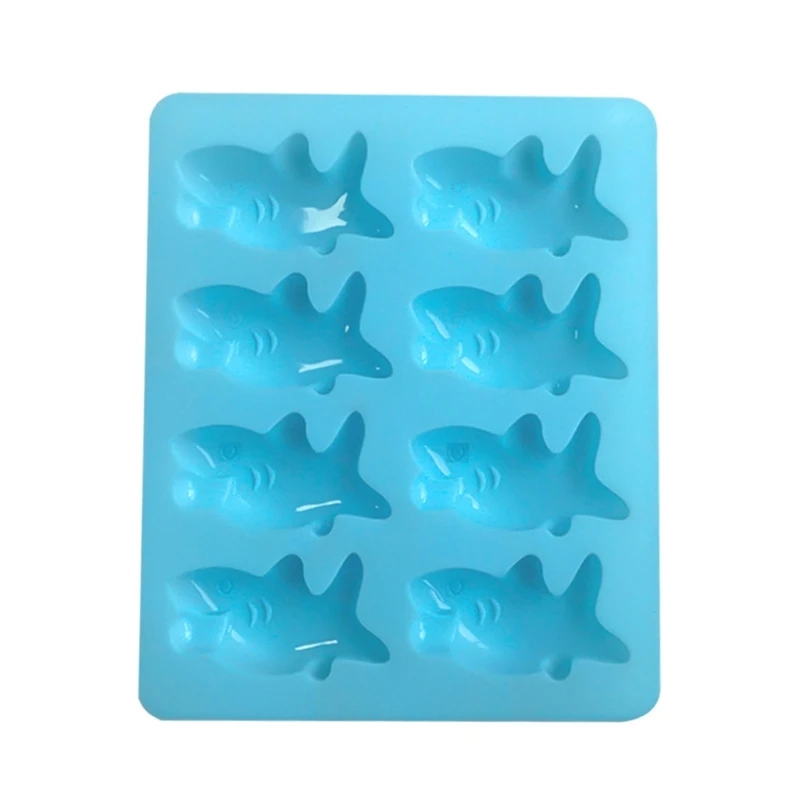 8-Cavity 3D Shark Fondant Chocolate Mould Cake-Topper Baking Tools Handmade Soap Silicone Ornament Mold Easy to Clean