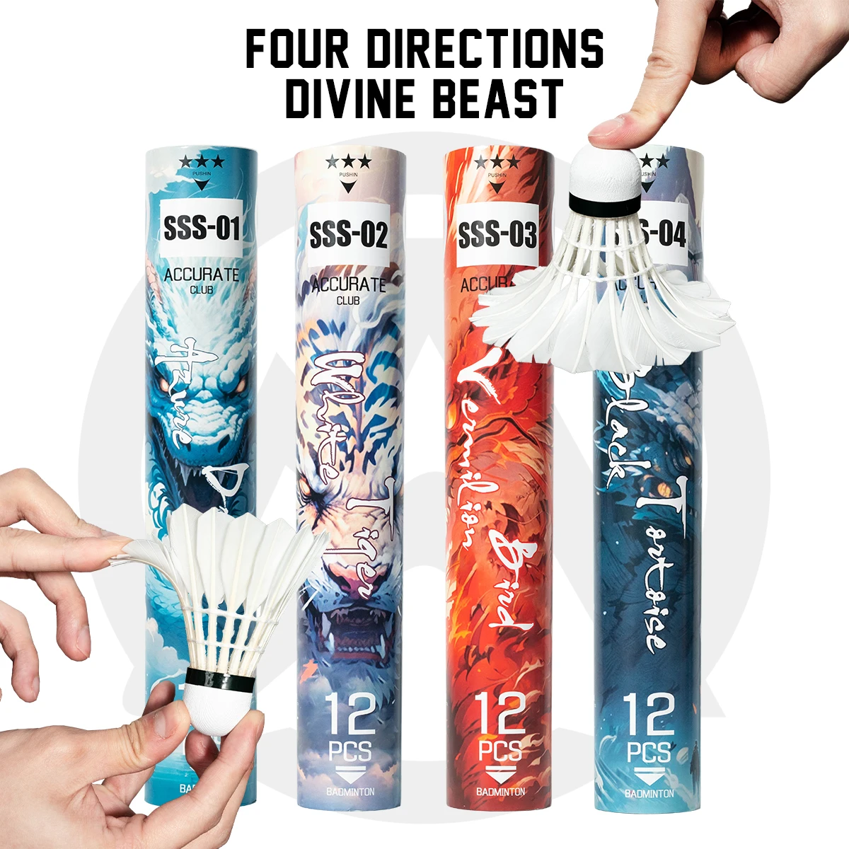 

ALPSPORT 【Серия Beast для бадминтона】12 шт./1 ведро для бадминтона с перьями 3-в-1, прочный A+ Goose/Duck AS05/AS15/YY