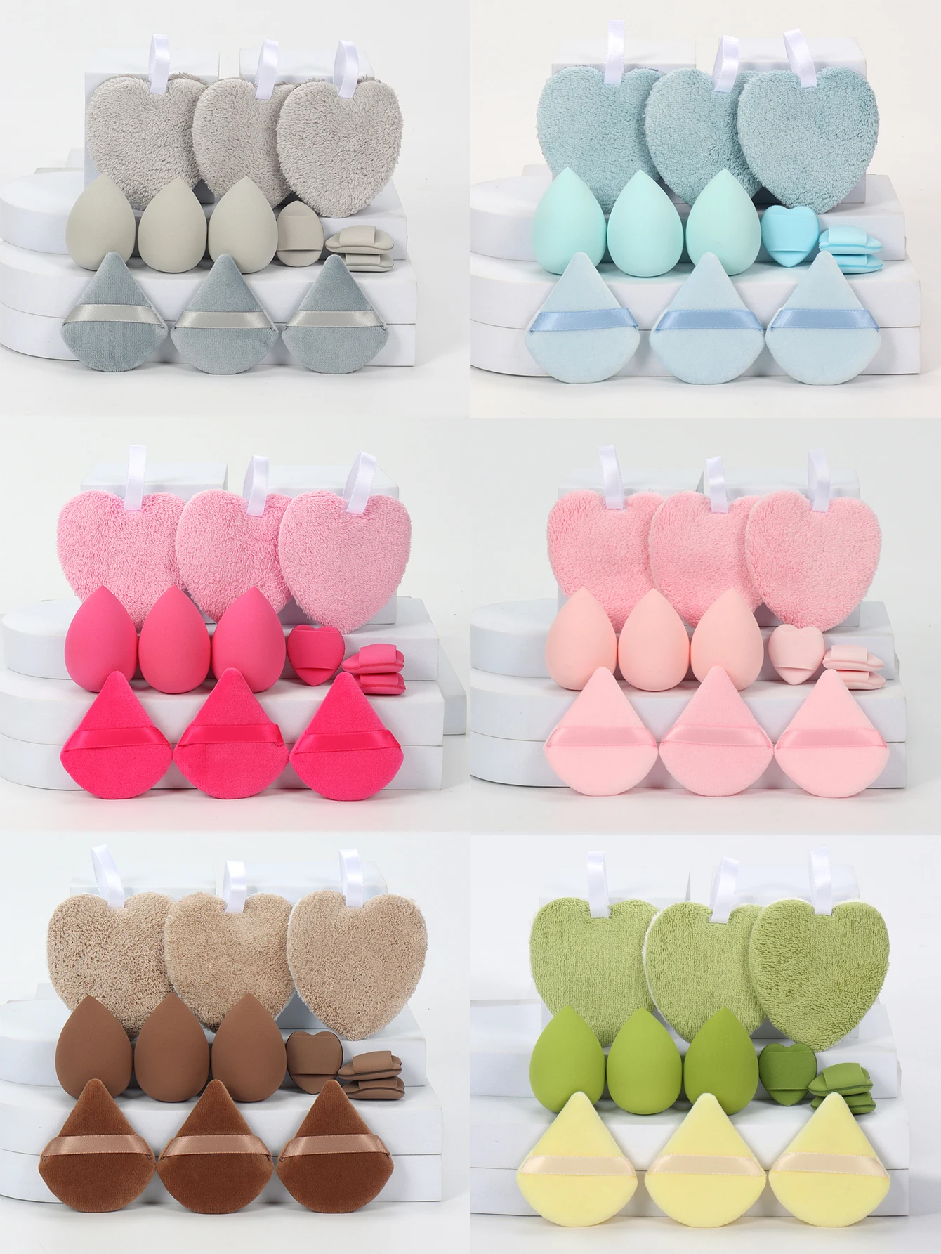 ชุดฟองน้ำทำความสะอาดผิวหน้าและล้างเครื่องสำอาง 12 ชิ้น ใช้ซ้ำได้ ฟองน้ำล้างเครื่องสำอางแบบสองด้าน ชุดเครื่องมือแต่งหน้า