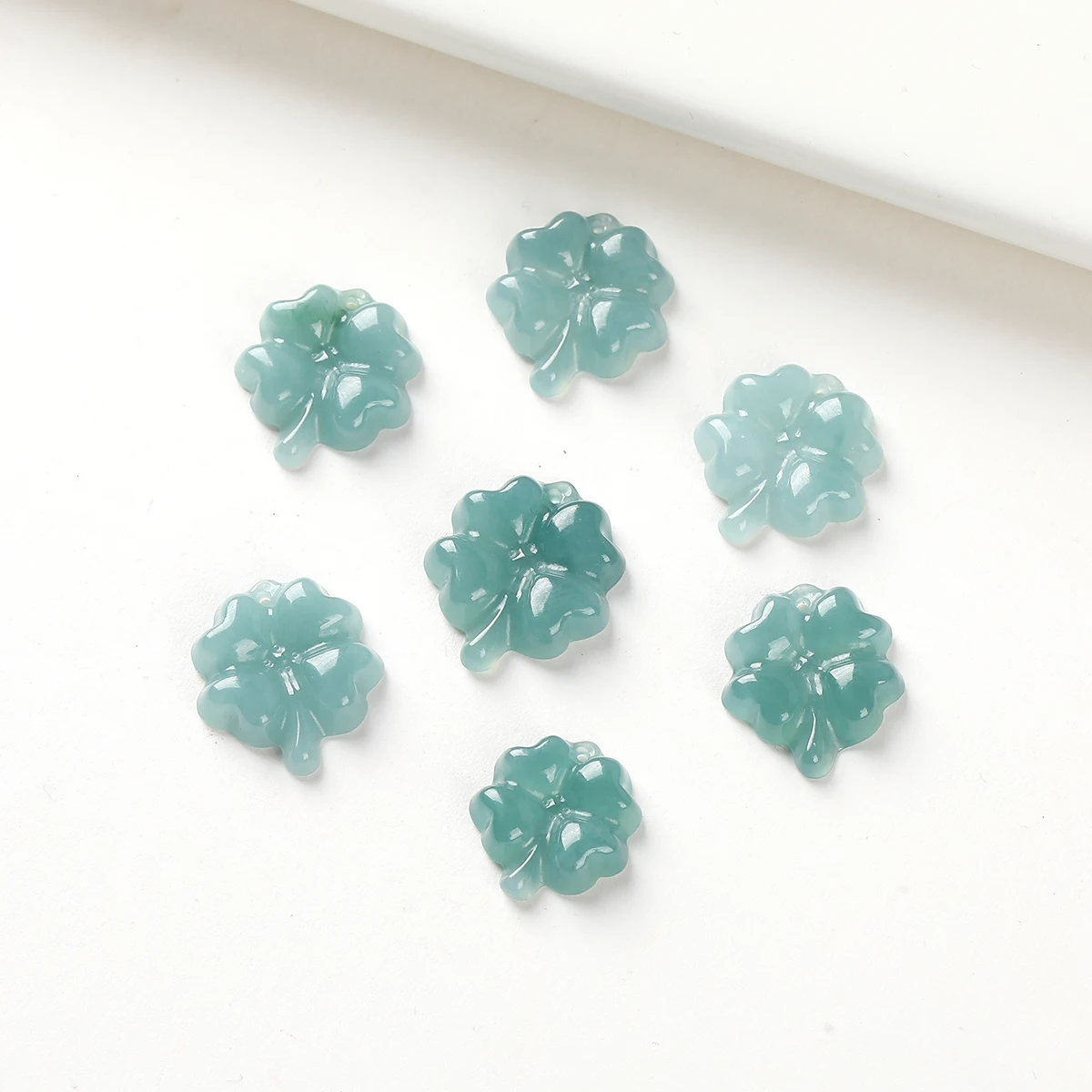 1 قطعة الحجر الطبيعي غواتيمالا الجاديت منحوتة أربع أوراق البرسيم حبة محظوظ سحر لصنع المجوهرات عقد دي اي واي قلادة الإكسسوار #4