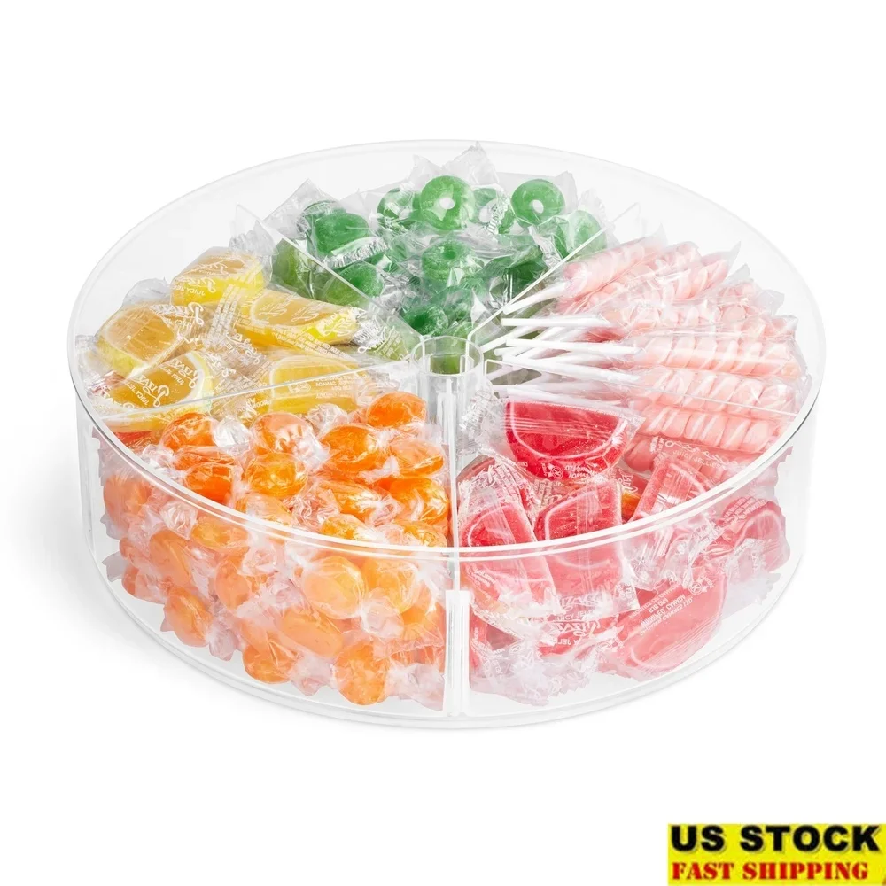 

Clear Plastic High Wall Turntable Organizer with Removable Dividers Kitchen Pantry Storage Rotating Base Custom Compartment 12