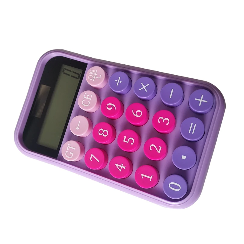 Interruptor mecânico calculadora com display LCD, botões grandes, roxo