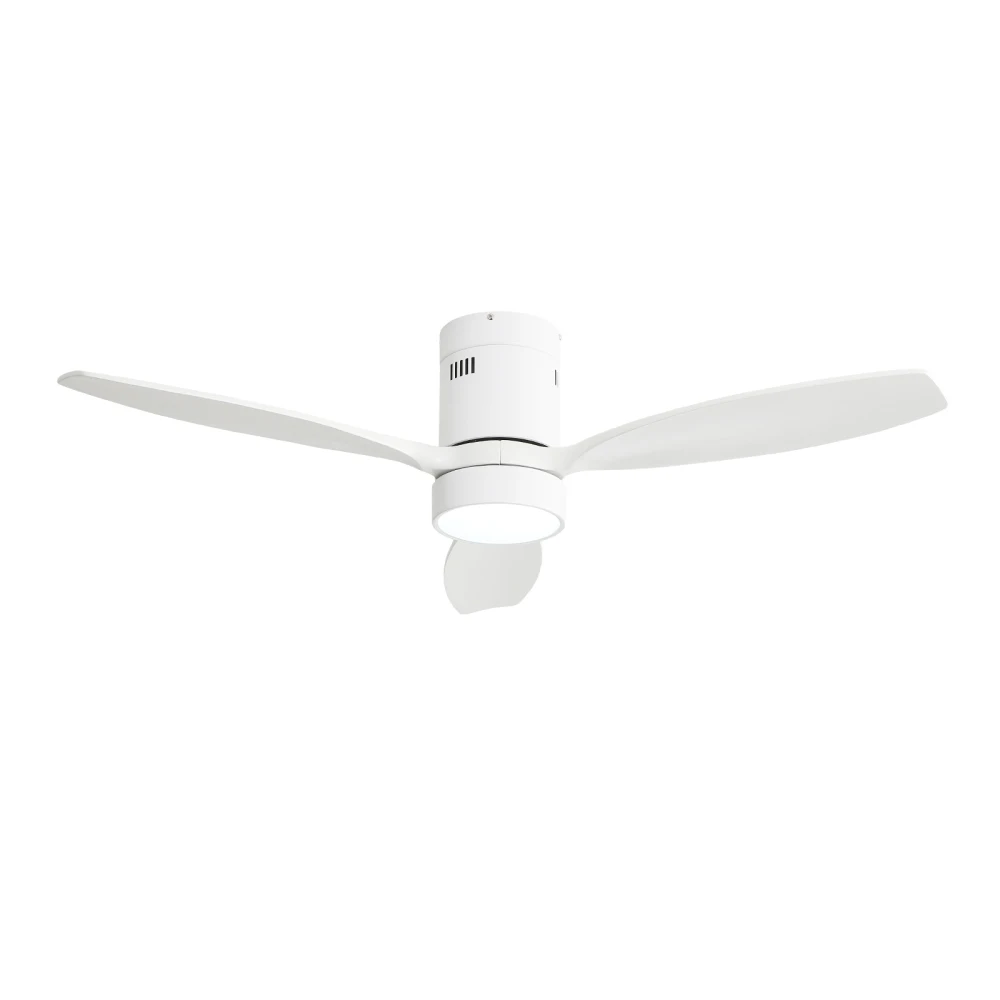 

52 Inch Indoor Outdoor Ceiling Fan Solid Wood Fan Blade Noiseless Reversible Motor Remote Control With Light