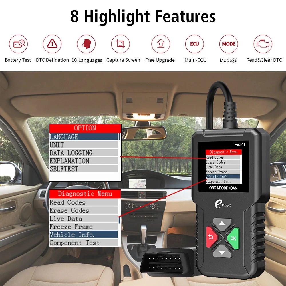 Universal Version Multi Language Car Diagnostic Tools Digital Display OBD2 Code Reader Fault Code Clear OBD 2 Scanner