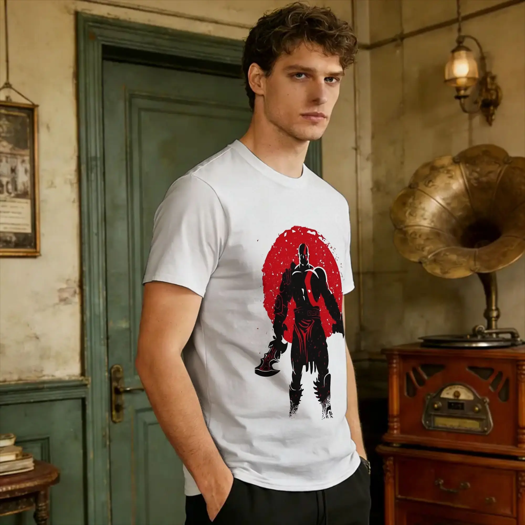Kratos  T Shirt Summer God Of War Cotton T Shirts For Men Casual Tee Shirt Short Sleeve Aesthetic Tops