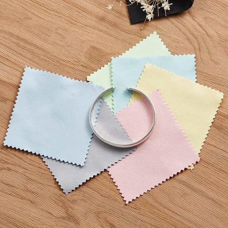 Jewelry Polishing Cloth 8x8cm Soft Cleaning Wipes For Jewelry Tools 100pcs Lint Free For Rings Necklaces Earrings