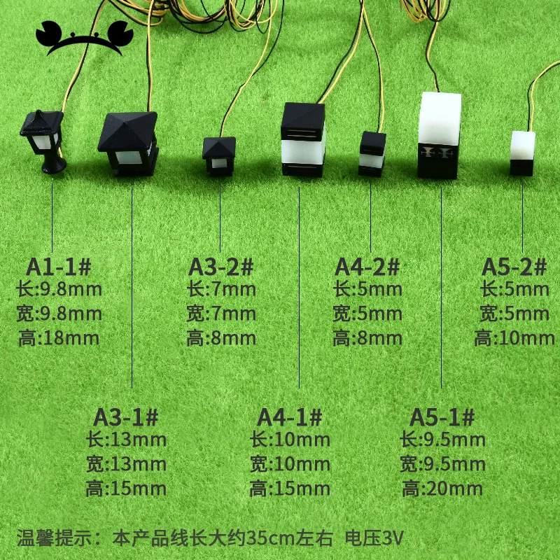 3szt Miniaturowa lampa 3V LED Light Garden Scenery Light Grass Lamp Dollhouse Model Building kit HO Scale Architecture Akcesoria