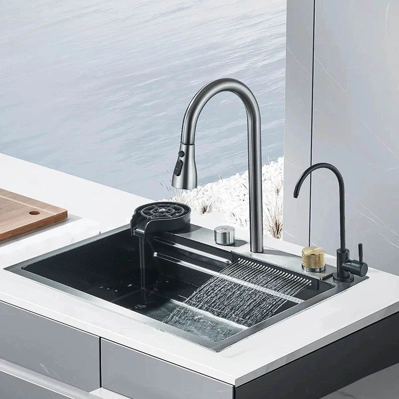 

Раковина Kiten из нержавеющей стали 304, раковина-водопад, большая одинарная раковина с большим одним слотом, над столешницей с чашкой Disher