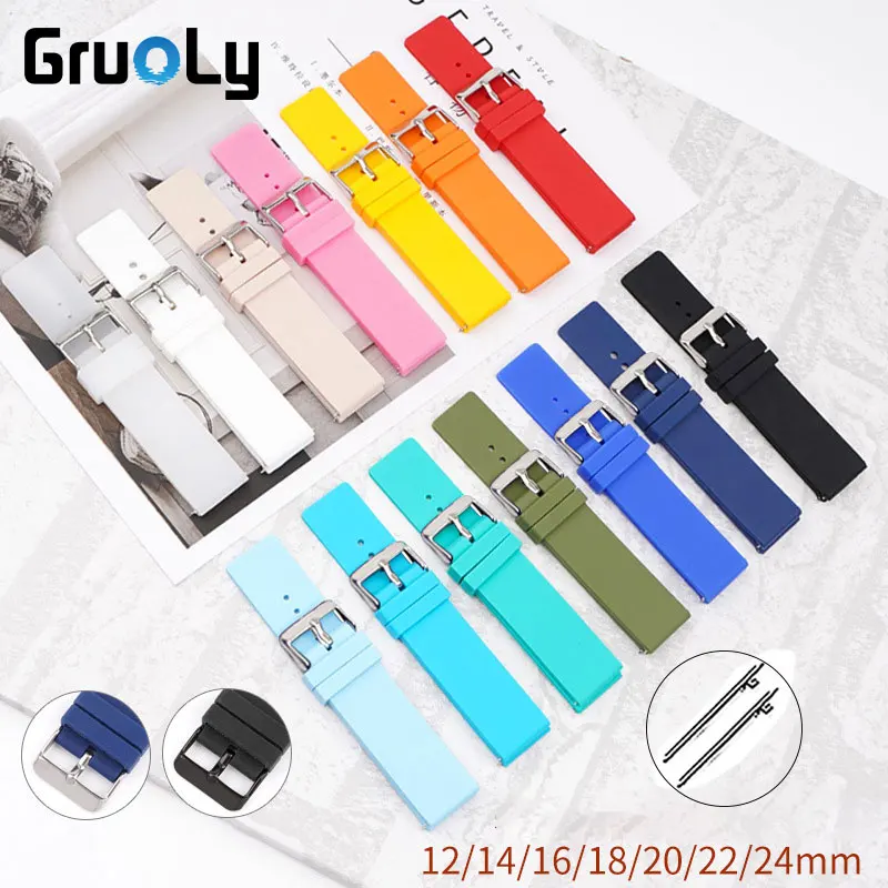 12 مللي متر 14 مللي متر 16 مللي متر 18 مللي متر 20 مللي متر 22 مللي متر 24 مللي متر الإفراج السريع الأشرطة لسامسونج غالاكسي ساعة لهواوي GT5/4 برو سيليكون العالمي الفرقة