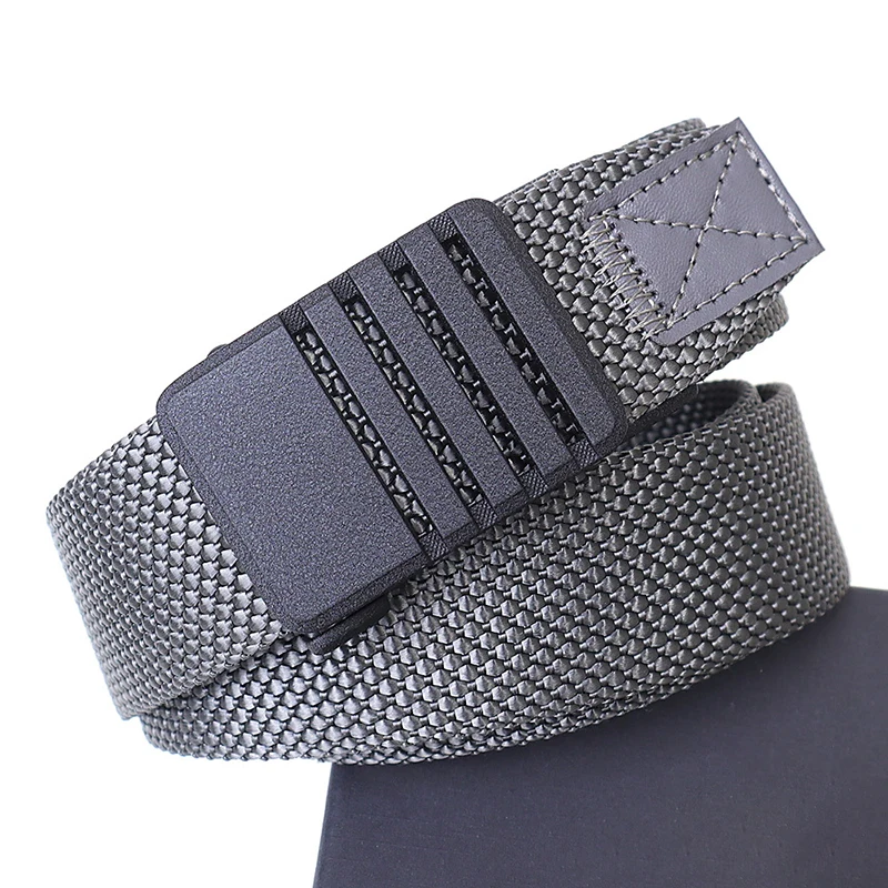 새로운 자동 버클 남자 벨트 자동 이빨없는 디자인 남자 캔버스 벨트 야외 캐주얼 남자 & 여자 스포츠 청바지 벨트