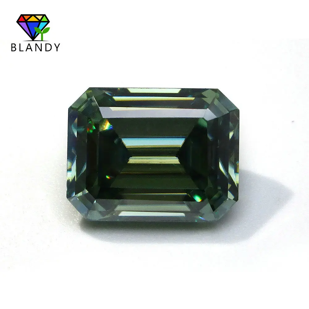 

1.0ct to 3.0ct Emerald Cut Loose Moissanite Stone Blue Green Color 100% Real Lab Diamond Stone For DIY Jewelry