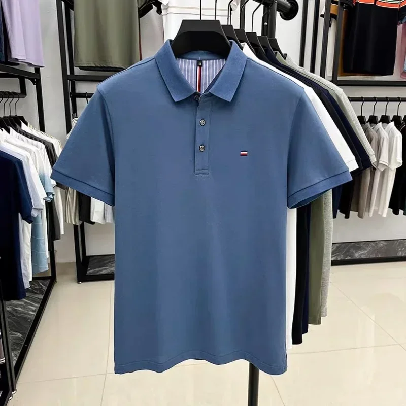 

Pop New Men's Summer Best Selling Casual Breathable Comfort Polo Shirt Men's Solid Color High Quality Embroidered Short Sleeves