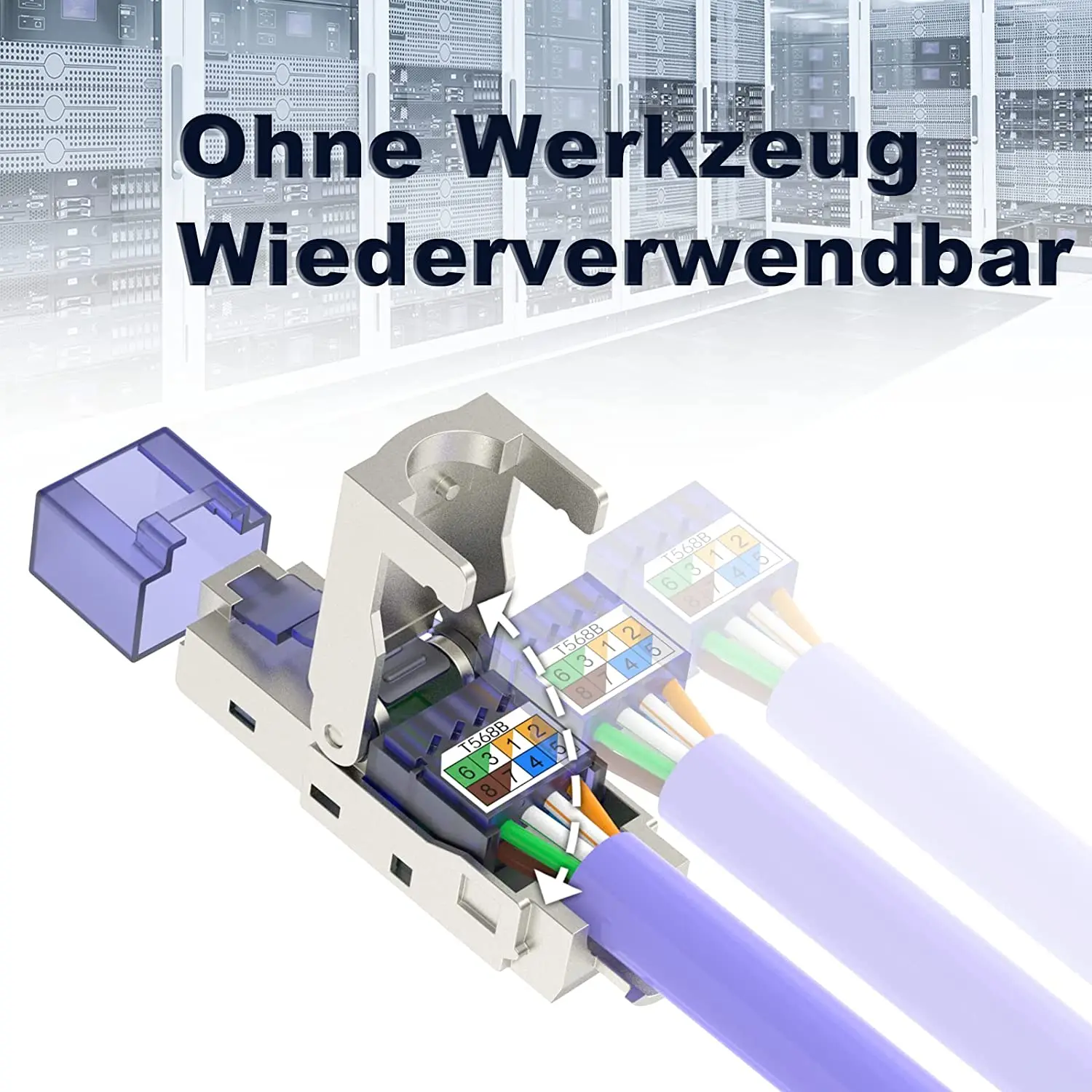 Woaw 1 Stuks Rj45 Cat8 Cat7 Cat6a Connector Gereedschapsvrij, Gereedschaploze Rj45 Afsluitplug Herbruikbaar Afgeschermd Voor Ethernetkabels 10Gbps