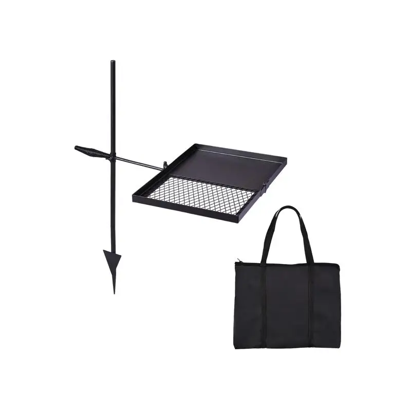 

Портативный складной гриль для костра, легкая решетка для приготовления пищи для костра, уличная стойка для барбекю с сумкой для переноски, идеально подходит для кемпинга и