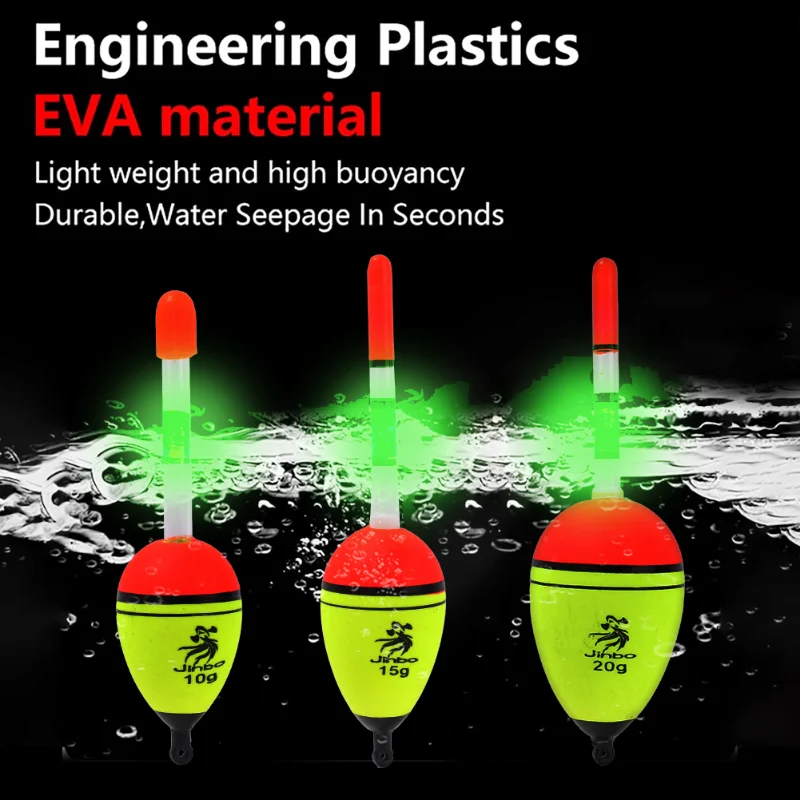 2Pcs EVA Luminous Fishing Night Float Light Stick Foam Plastic Bobber Sea Rock Fishing Floats Fishing Accessories 10/15/20g