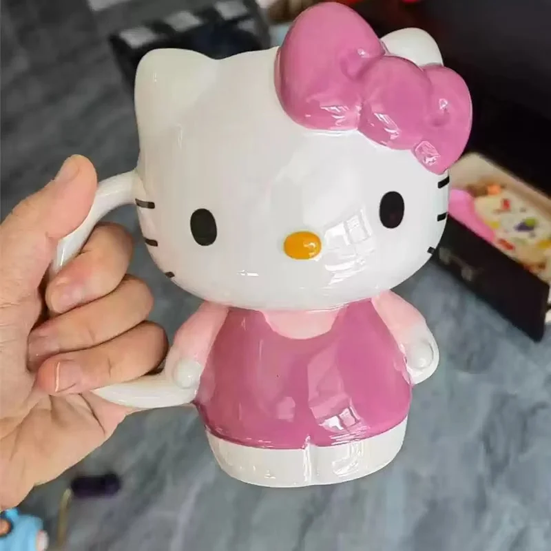 

Sanrio Hello Kitty Mug Kt Керамическая чашка для воды Большая маленькая мультяшная большая емкость Розовая чашка для воды Чайная чашка Симпатичная бытовая чашка для воды