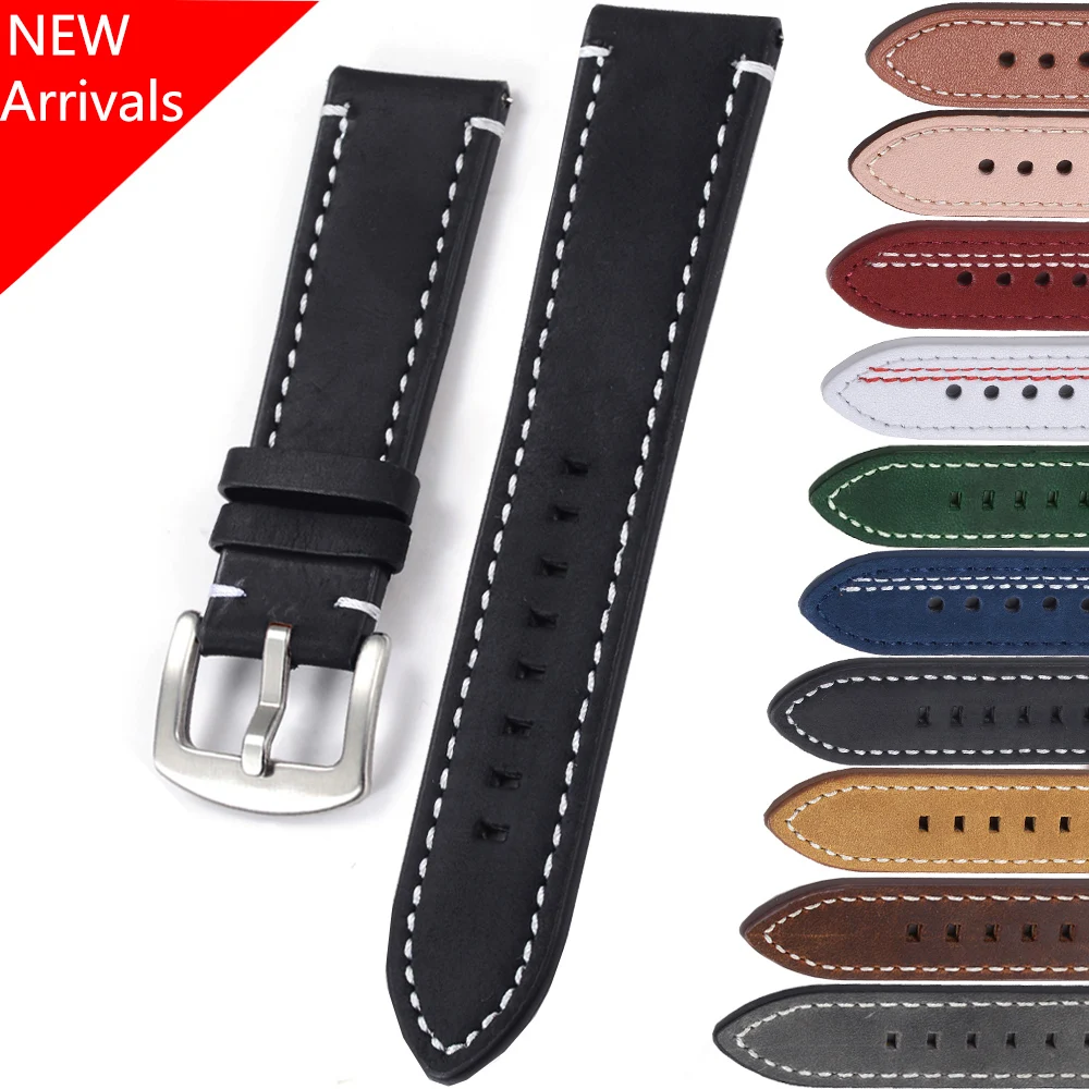 Genuine Leather 20mm 22mm watch strap For Huawei samsung Galaxy watch 3 45/46mm Quick Release Leather Watch Bands