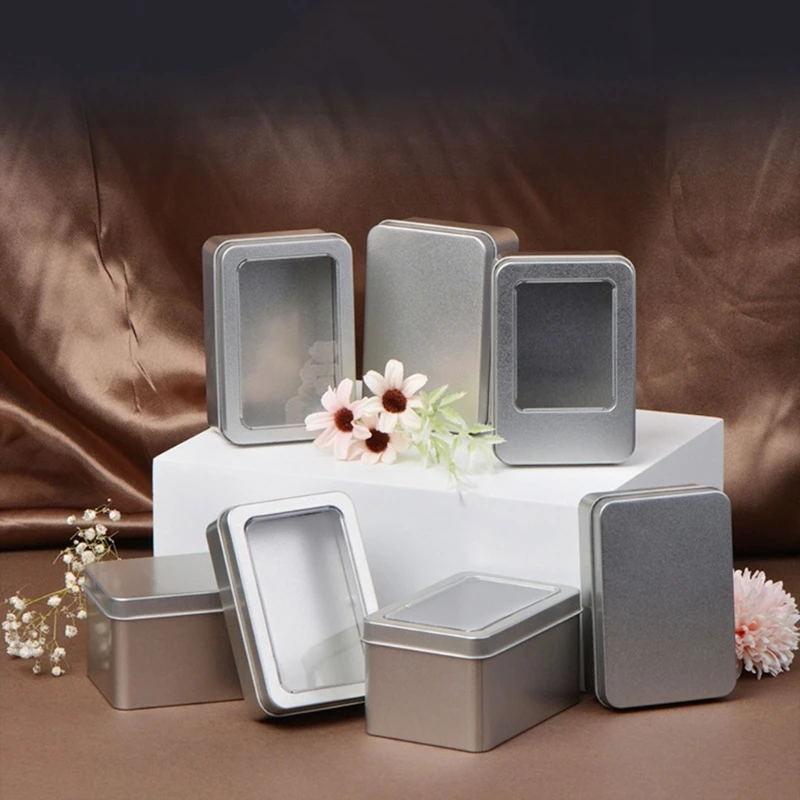 Rectangle Small Metal Game Cards Storage Box Trading Card Case Organizer Empty Tinplate Tin Box Home Candy Cosmetic Container