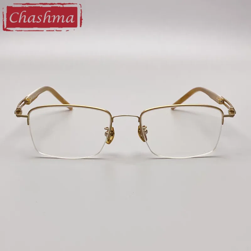 Chashma Prescription Glasses Men Optical Top Quality Pure Titanium Ox Horn Temple Gentlemen for Recipe Eyewear Lens Myopia Gafas