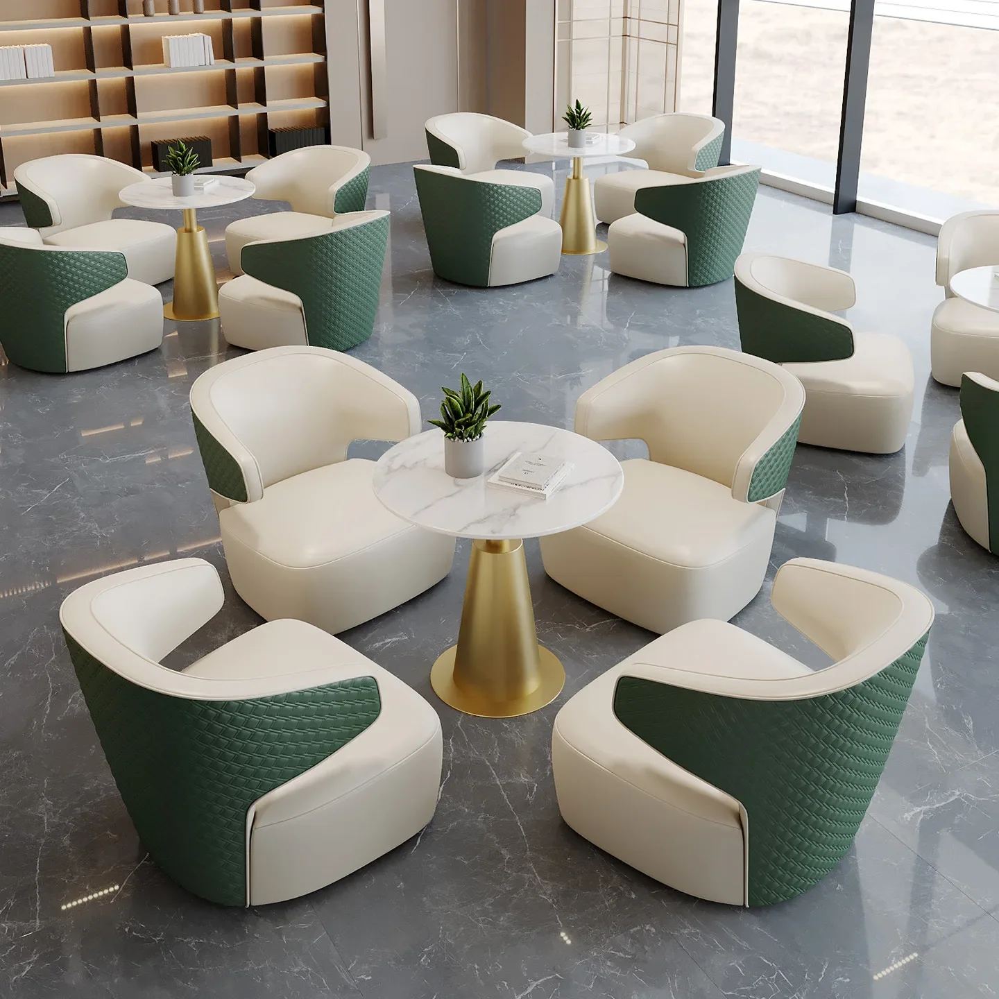 Modern Reception Room Office Beauty Salon Restaurant Rest Area Meeting Visitors Table and Chair Combination Leisure Chair Sofa
