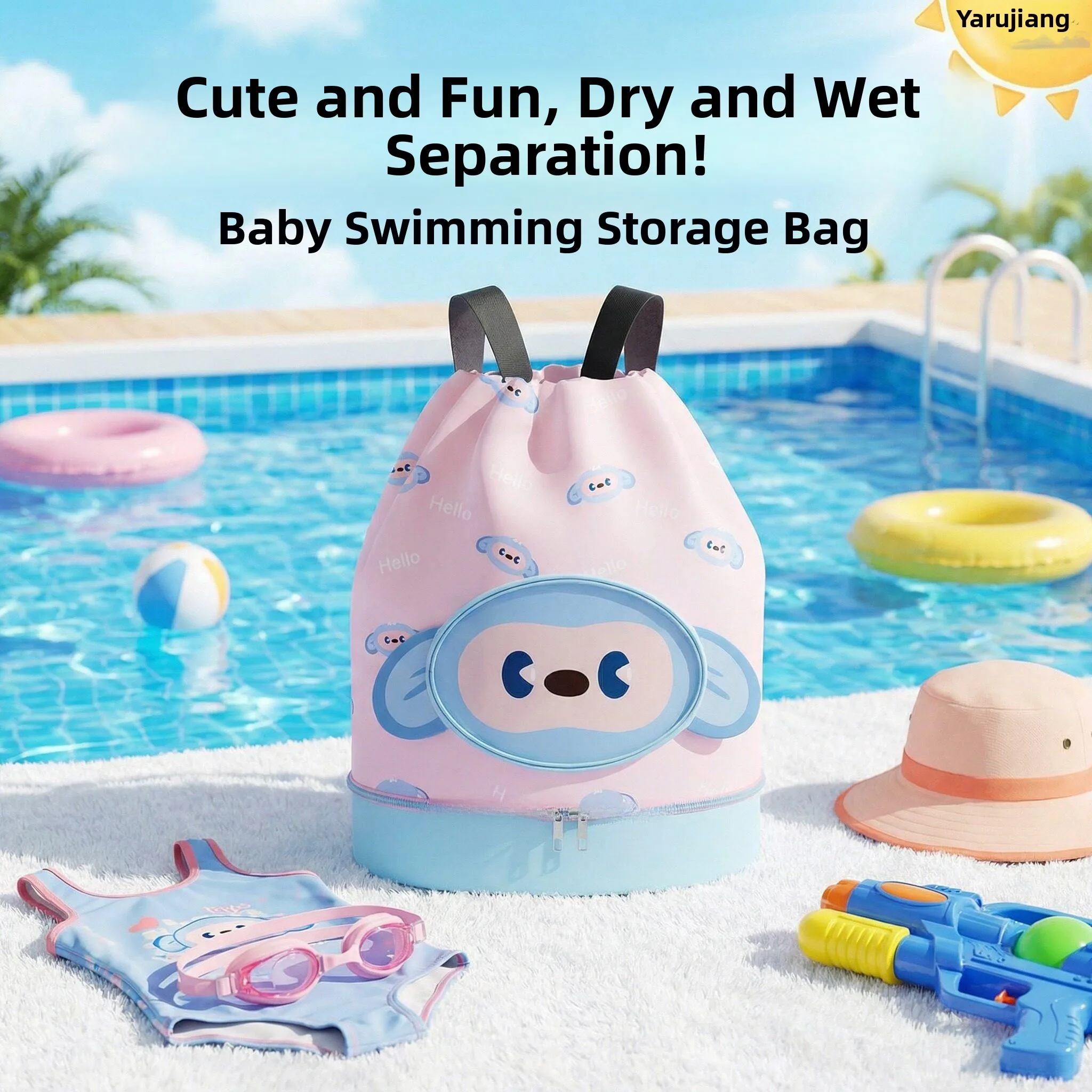 

Waterproof Swimming Bag for Children with Shoe Compartment Dry Wet Separation Swimwear Storage Bag Summer Organizer Bag