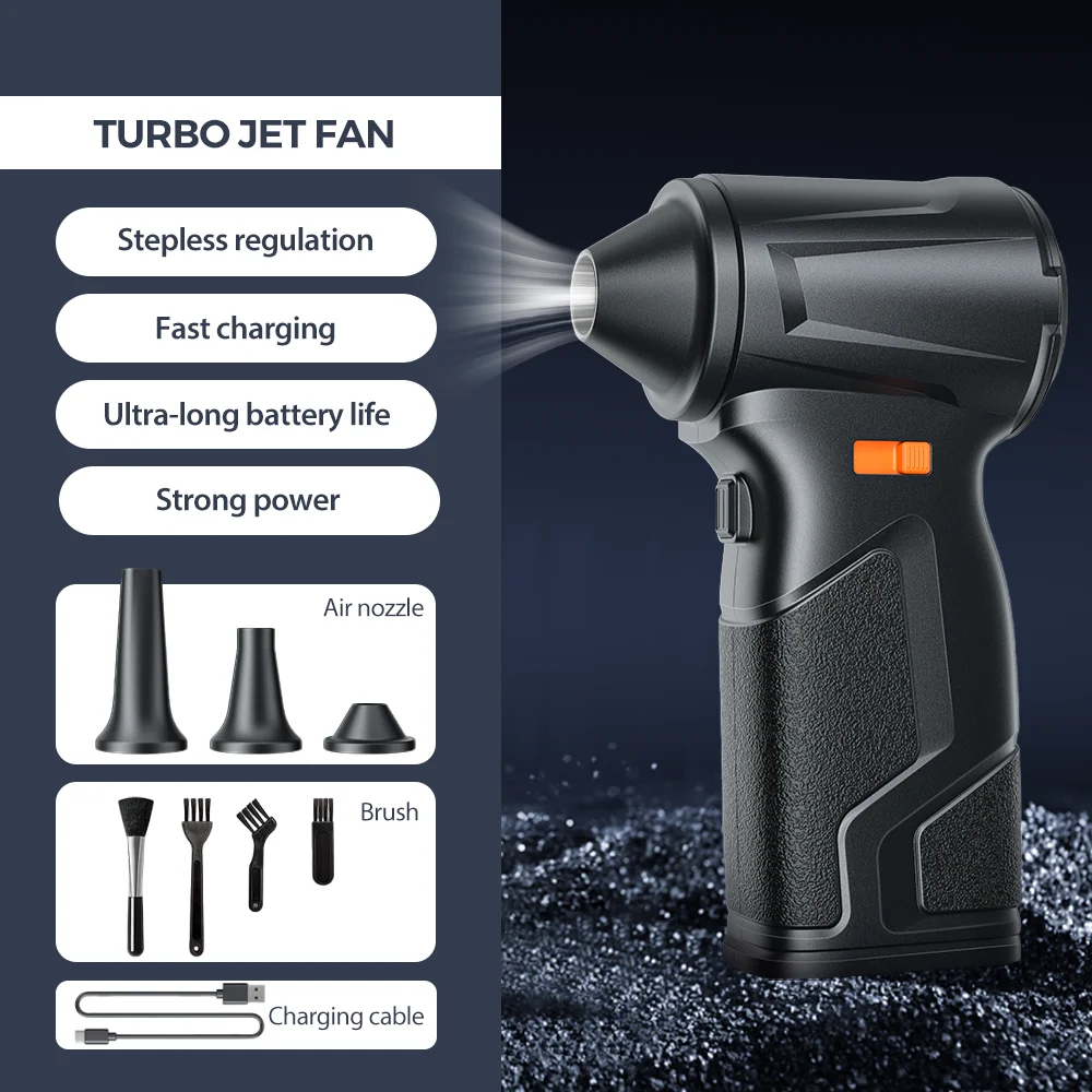 

F12 Turbo Jet Fan 990000RPM Мощный воздуходувка Бесщеточный двигатель Турбовентилятор Скорость ветра 65 м/с 8000 мАч Souffleur Air Puissant Tool