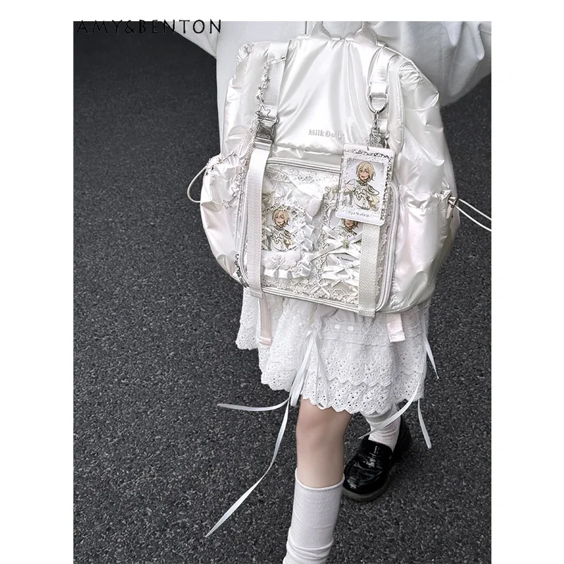 25COSOriginal estilo Preppy mochila versátil diaria Itabag japonés correa de gran capacidad hebilla mochila transparente mujeres Casua