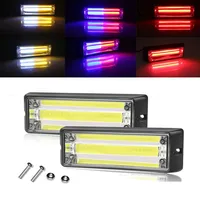 Luz de advertencia LED COB, rejilla frontal de emergencia, estroboscópica intermitente ámbar, 12v, 24v, para camioneta de remolque de coche, barra de luz estroboscópica, 2 uds.