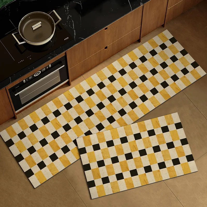 

Checkerboard Plaid Kitchen Floor Mat Non-slip Long Strip Runner Rugs Oil-proof Waterproof Wipeable Washable Carpet Tapis Cuisine