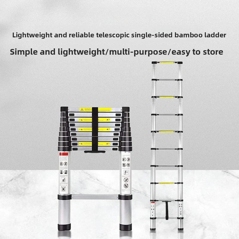 سلم خفيف الوزن، ديكور منزلي سميك، سلم هندسي من سبائك الألومنيوم تلسكوبي، سلم مستقيم