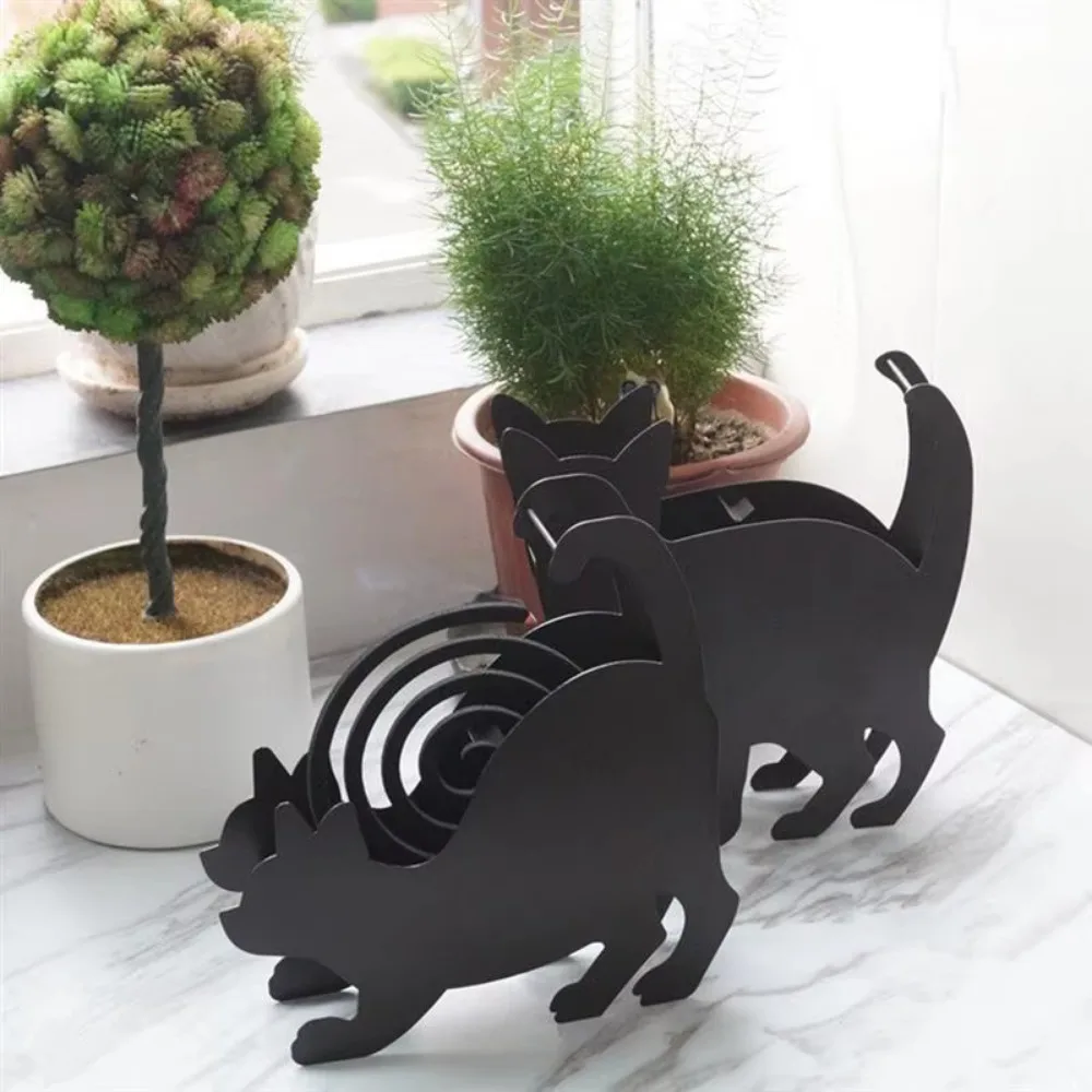

Cute Cat Mosquito Coil Holder Handicraft Iron Craft Animal Mosquito Coil Box Rustproof Cat Stand Rack Home DEcor