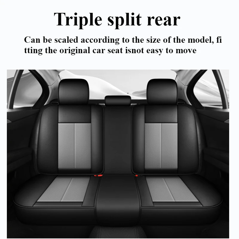 غطاء مقعد السيارة مصنوع من جلد البولي يوريثان قابل للتنفس ومقاوم للماء وخصر ناعم ومتين وغطاء وسادة مكون من 5 مقاعد