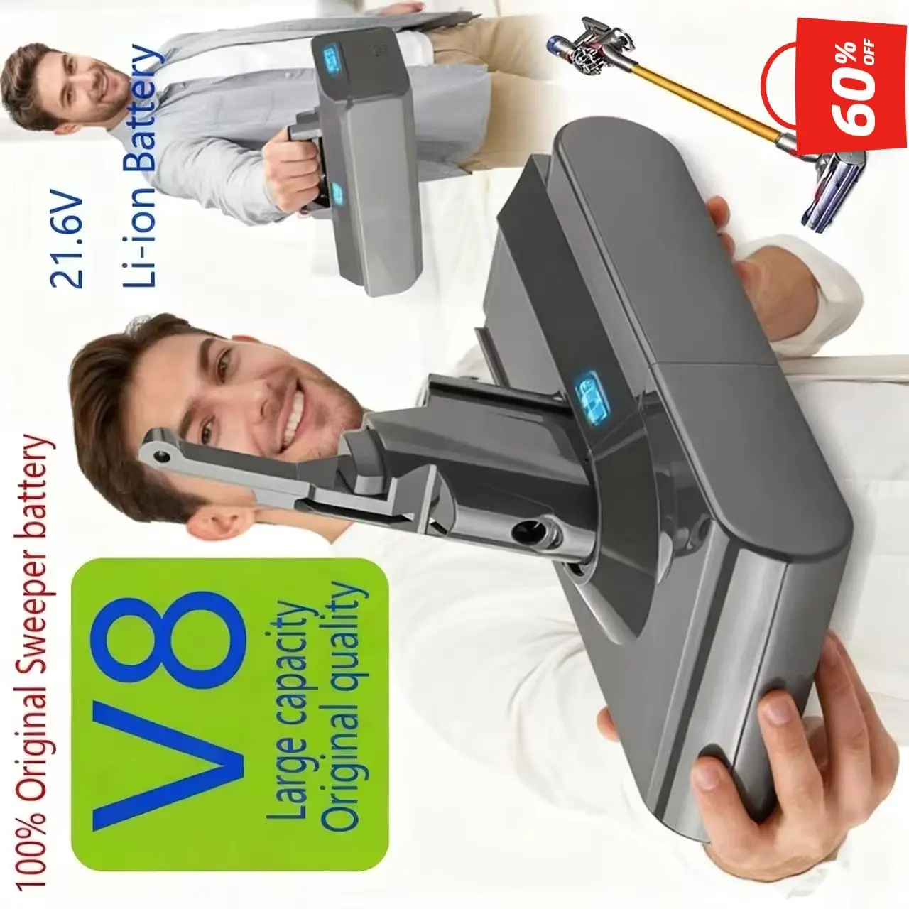 

21.6V Li-ion For Dyson V8 Absolute SV10 Battery LPEGA Rechargeable Vacuum Cleaner Series Battery for Cordless Cleaning