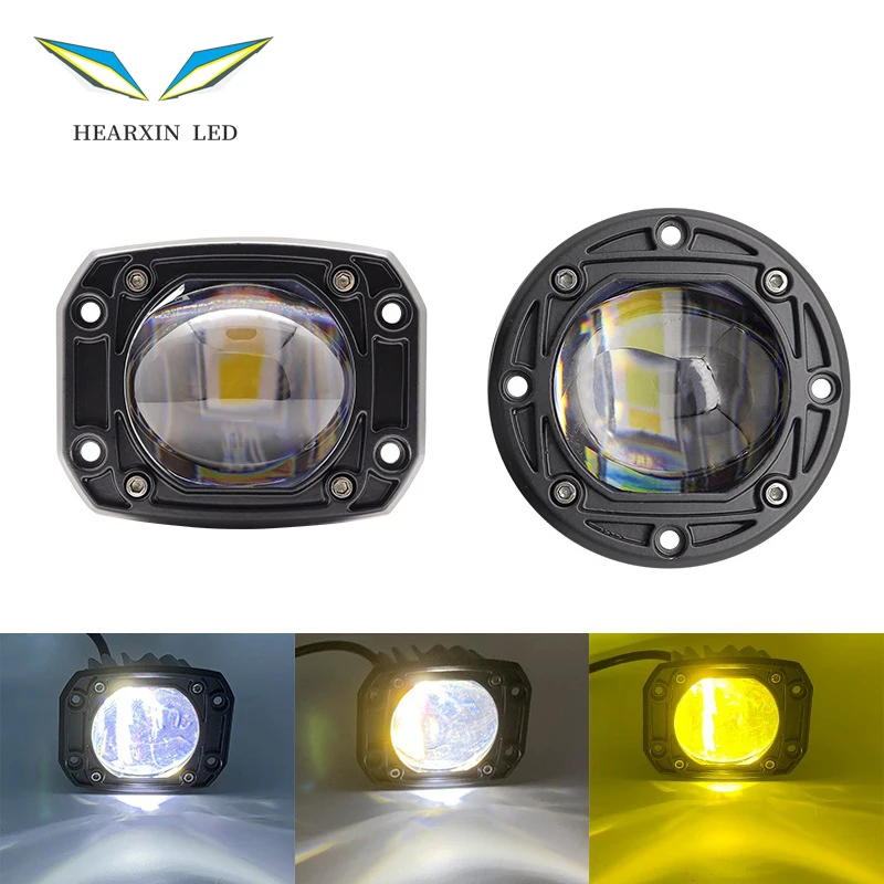 24V 12V Car DRL Lights LED 6000K/3500K Fog Lens Motorcycle Spotlight Flood Spot Day Running Lamps For Jeep Wrangler Off Road 4x4