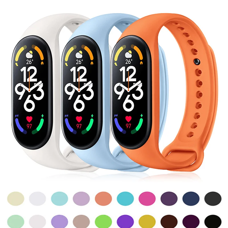 Ремешки для часов для Xiaomi Mi Band 7, силиконовый браслет на запястье Miband 5 6 NFC, сменный ремешок Pulse Sport correa mi band 7 6 3 4 5