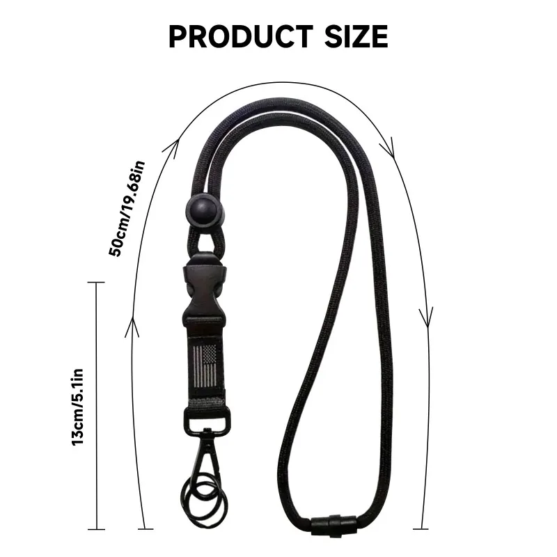 Heavy Duty Black Lanyard With Metal Hook, Durable Neck Strap for ID Card, Mobile Phone, Suitable for Doctors, Nurses, Students