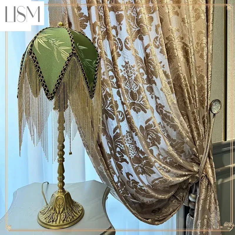 

Нестандартный размер, европейские коричневые вышитые роскошные тюлевые прозрачные шторы для гостиной, спальни, обеденного декора окна, толстые элегантные