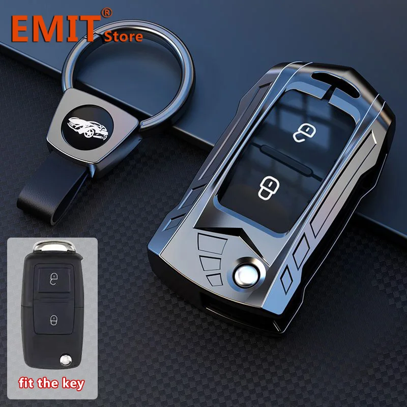 Zinc Alloy Car Key Case Cover Protection for VW Amarok Polo Golf MK4 Bora Jetta Altea for Seat for Skoda Octavia Fabia 2Button