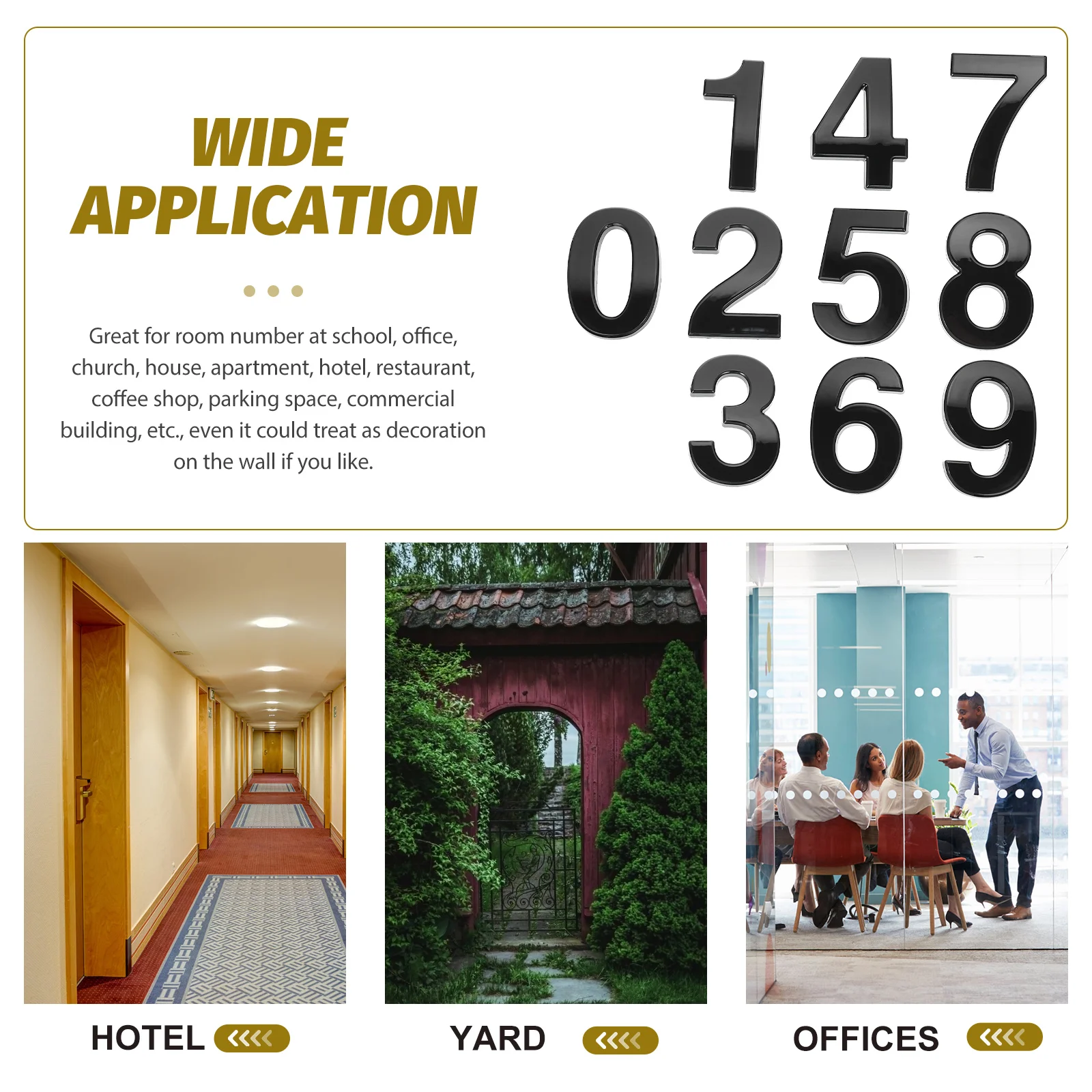 

10pcs House Numbers Waterproof Durable Metal Mailbox Apartment Hotel Self Adhesive Address Sign Garden Decoration