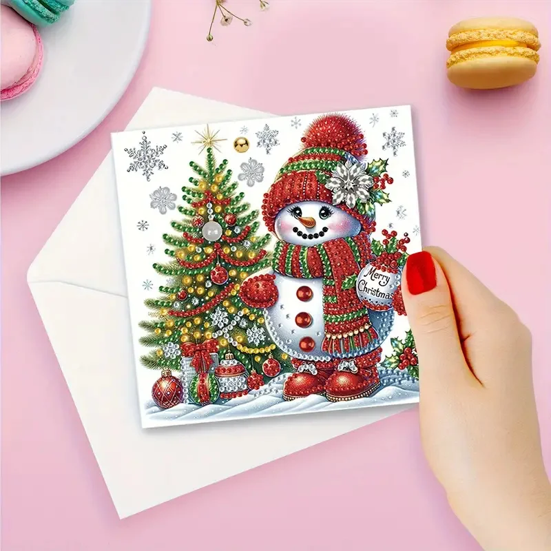 12-Piece DIY Diamond Painting Set Christmas Themed Greeting Card, Wishes and Wishes, Unique Design,