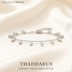 Bracelet Angular Stones With Baguette Cut 925 Sterling Silver Elegant Fine Jewelry Europe Women Trendy Gift