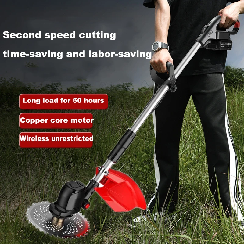 

Brushless Cordless String Trimmer 700W with Lithium Battery Multi-Blade for Garden Lawn Yard Farm Portable Grass Cutter