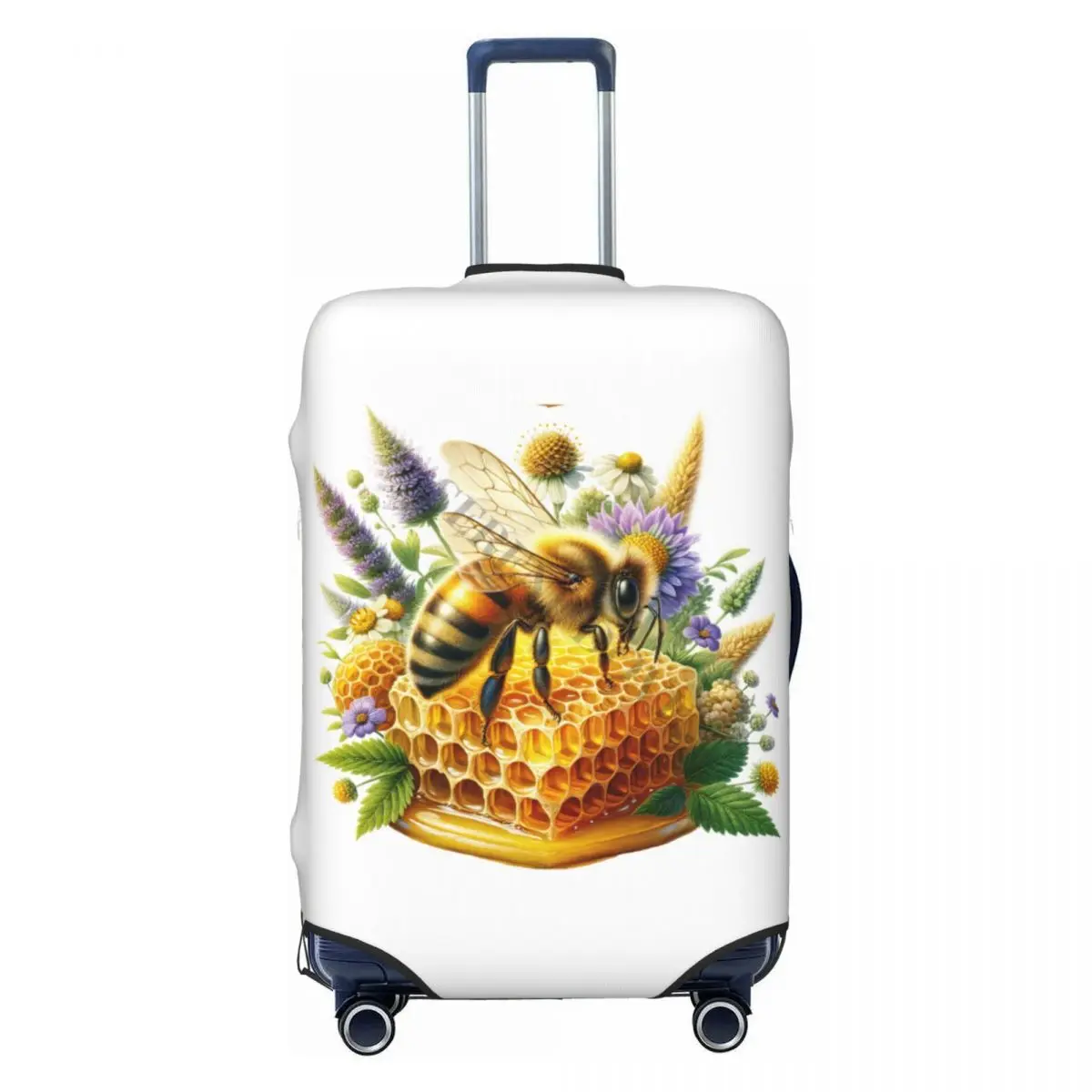 

Bee And Honeycomb Print Travel Luggage Cover Washable Suitcase Cover Protector Fit 18-32 Inch