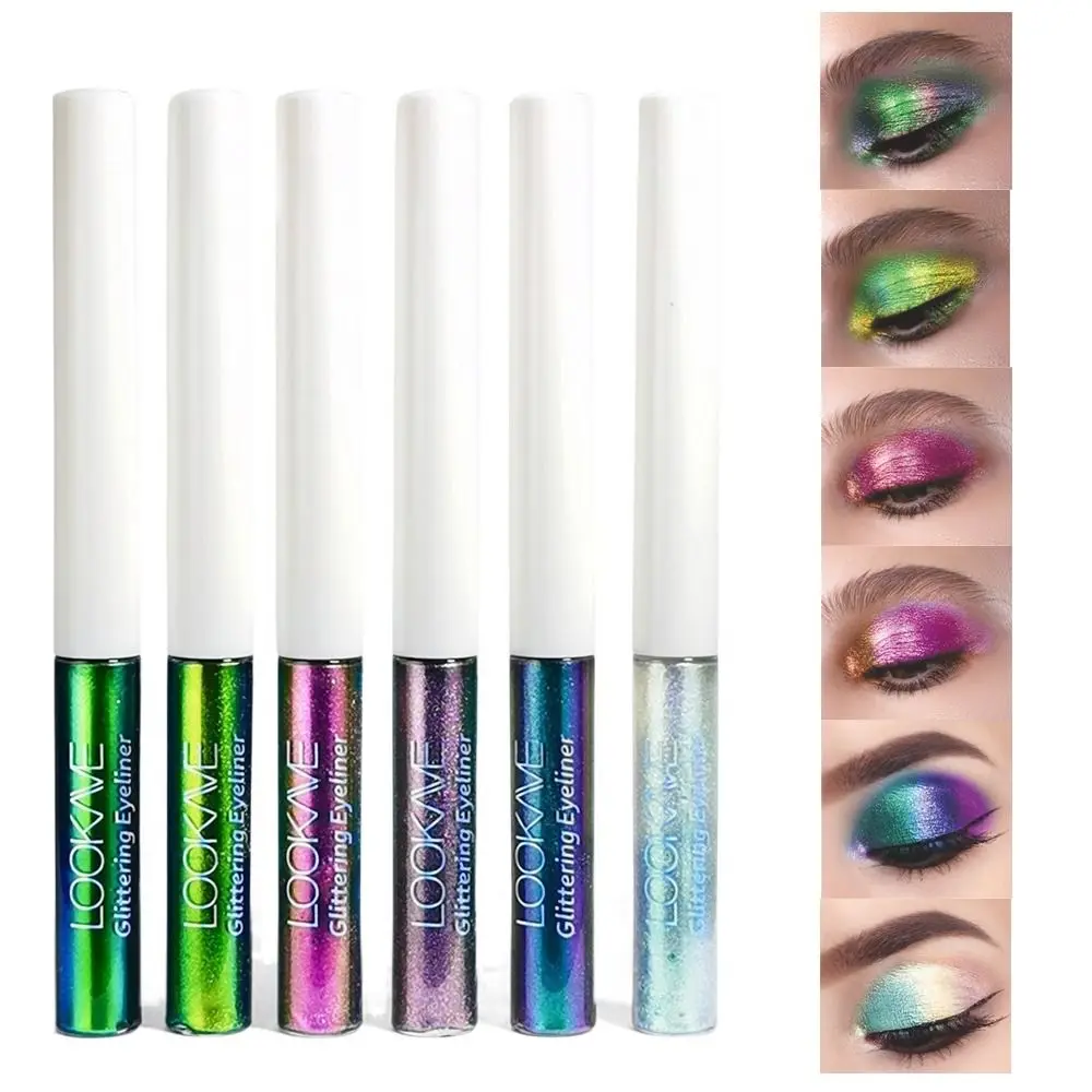 

6 Color Multicolor Eye Liner Waterproof Colorful Polarized Glitter Eye Easy To Dry Long Lasting Shiny Liquid Eyeliner