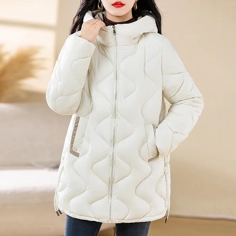 2024 New Women Down Cotton Coat Winter Jacket Female Loose Large Size Mid Long Outwear Thicken Warm Casual Fashion Outcoat